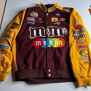 Chase Authentics NASCAR M&Ms Racing Jacket Maroon Yellow Elliott Sadler 4XL